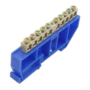 Шина ізольована «N» на DIN-рейку ШЛІ6х9-10 синій TNSy