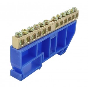 Шина ізольована «N» на DIN-рейку ШЛІ6х9-12 синій TNSy