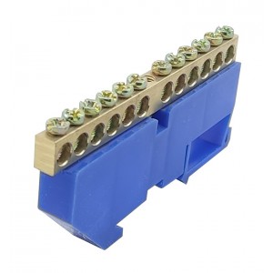 Шина ізольована «N» на DIN-рейку ШЛІ6х9-12 синій TNSy