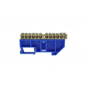 Шина ізольована «N» на DIN-рейку ШЛІ6х9-12 синій TNSy