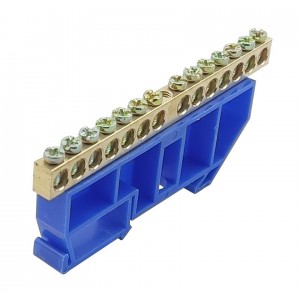 Шина ізольована «N» на DIN-рейку ШЛІ6х9-14 синій TNSy