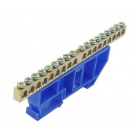 Шина ізольована «N» на DIN-рейку ШЛІ6х9-18 синій TNSy