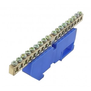 Шина ізольована «N» на DIN-рейку ШЛІ6х9-18 синій TNSy