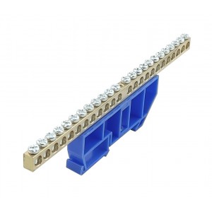 Шина ізольована «N» на DIN-рейку ШЛІ6х9-24 синій TNSy