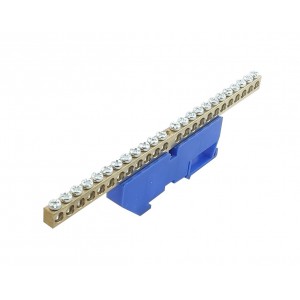 Шина ізольована «N» на DIN-рейку ШЛІ6х9-24 синій TNSy