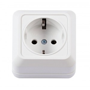 Розетка зовн. устан. 1-а з/к біла IP20 TNSy Leon TNSy