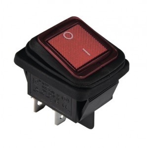 KCD2-201WN R/B 220V Перемикач 1 клав, вологозах, червоний з підсвічуванням TNSy