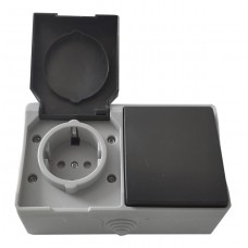 Розетка накладна 1-а з/к + накладний вимикач 1-кл. IP54 TNSy SURFACE