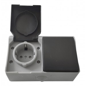 Розетка накладна 1-а з/к + накладний вимикач 1-кл. IP54 TNSy SURFACE