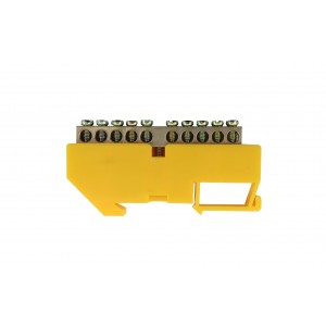 Шина ізольована «N/PE» на DIN-рейку ШЛІ6х9-10 жовта TNSy