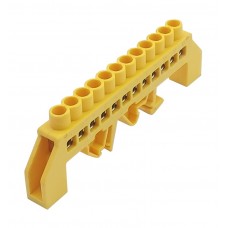 Шина універсальна ізольована «N/PE» на DIN-рейку ШЛУ6х9-12 жовта TNSy