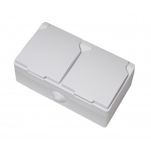 Розетка зовн. устан. 2-а з/к біла IP54 TNSy SURFACE TNSy