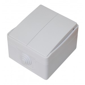 Вимикач зовн. устан. 2-кл. білий IP54 TNSy SURFACE TNSy