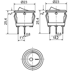 Перемикач 1 клав. круглий червоний з підсвічуванням KCD1-5-101N R/B  220V