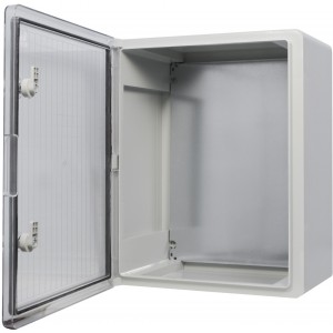 Корпус з АБС-пластику, ударостійкий, з монтажною панеллю, прозорі дверцята, 40*50*24, ІР65, серіїUBox