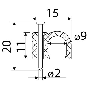 Скоба біла CHR-9 мм кругла (100 шт.)