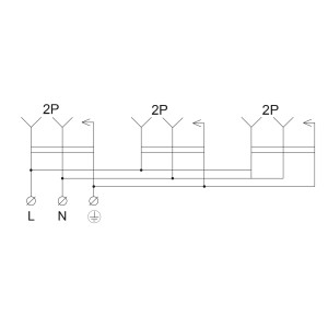 Колодка каучукова 2Р+PE з захисними кришками тримісна 16А IP44