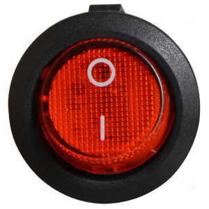 Перемикач 1 клав. круглий червоний з підсвічуванням KCD1-5-101N R/B  220V