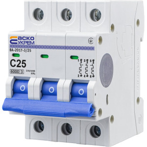 Автоматичний вимикач УКРЕМ ВА-2017/С 3р 25А АСКО