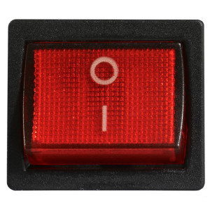 Перемикач 1 клав.  червоний з підсвічуванням KCD1-6-201N R/B 220V