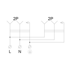 Колодка каучукова 2Р+PE з захисними кришками двомісна 16А IP44