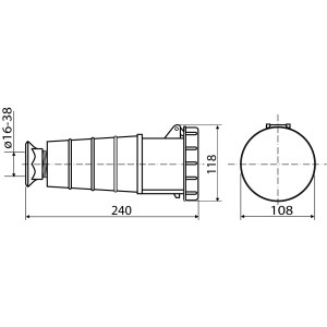 Розетка (гніздо) переносна ГП 63А/5 3Р+N+РЕ (235)