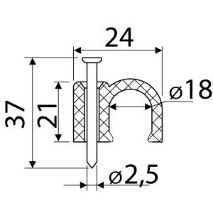 Скоба біла CHR-18 мм кругла (50шт)
