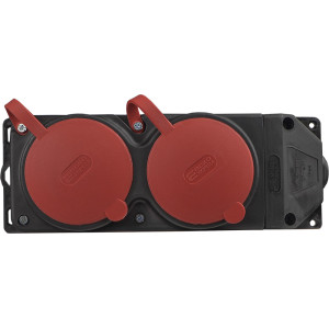 Колодка каучукова 3Р+РЕ з захисними кришками двомісна (2×25А) IP44