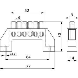Нульова шина в пластиковому корпусі BC-6A 6 отв. (6*9)