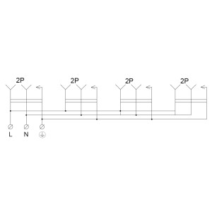 Колодка каучукова 2Р+PE з захисними кришками чотиримісна 16А IP44