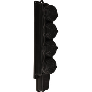 Колодка каучукова 2Р+PE з захисними кришками чотиримісна 16А IP44