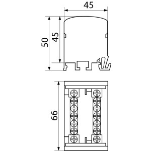 Нульова шина в корпусі VC-207  (2 бруска по 7 отворів)