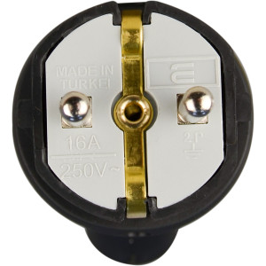 Вилка каучукова кутова з кільцем 2P+PE 16А