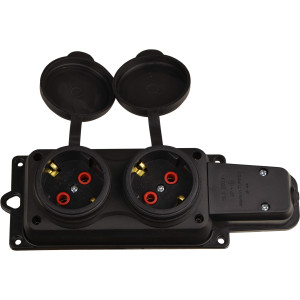 Колодка каучукова 2Р+PE з захисними кришками двомісна 16А IP44