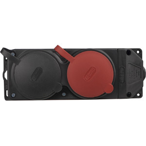 Колодка каучукова 3Р+РЕ з захисними кришками двомісна (1×25А/1×16A*2P+PE) IP44