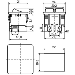 Перемикач 2 клав. зелений+червоний з підсвічуванням KCD1-6-2101N GR+R/B 220V