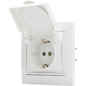 Розетка з кришкою 2Р+PE  РВбсб16-З-Fl-W (біла)