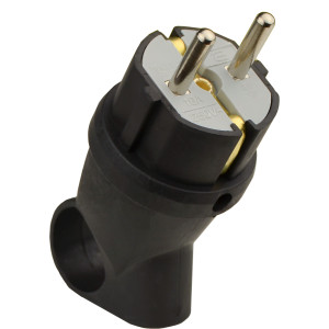 Вилка каучукова кутова з кільцем 2P+PE 16А