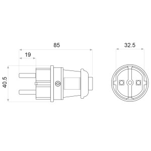Вилка каучукова стандартна 2Р+PE 16А IP44