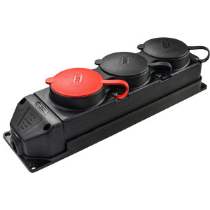 Колодка каучукова 3Р+РЕ з захисними кришками тримісна (1×25А/2×16A*2P+PE) IP44