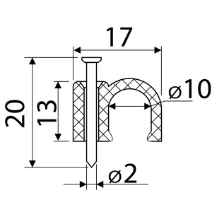 Скоба біла CHR-10 мм кругла (100 шт.)