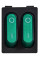 Перемикач 2 клав. зелений з підсвічуванням KCD2-5-2101N GR/B  220V
