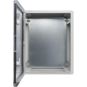 Корпус з АБС-пластику, ударостійкий, з монтажною панеллю, прозорі дверцята, 40*50*18, ІР65, серіїUBox