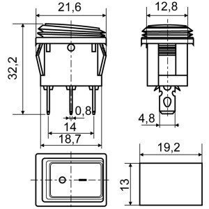 Перемикач 1 клав. вологозах. червоний з підсвічуванням KCD1-2-101NW R/B  220V