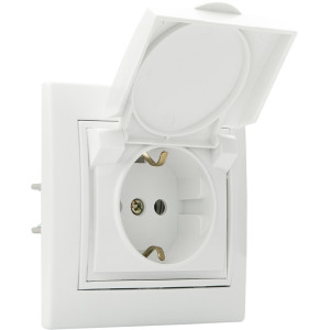 Розетка з кришкою 2Р+PE  РВбсб16-З-Fl-W (біла)