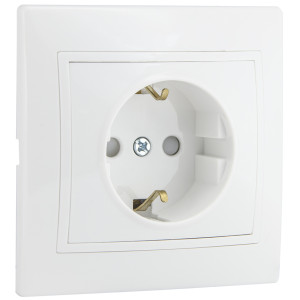 Розетка 2Р+PE  зі шторками  PBшсб16-З-Fl-W (біла)