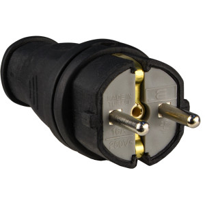 Вилка каучукова стандартна 2Р+PE 16А IP44