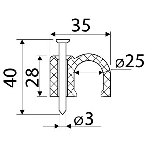 Скоба біла CHR-25 мм кругла (50шт)
