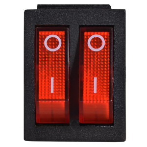 Перемикач 2 клав. червоний з підсвічуванням KCD2-2101N R/B 220V