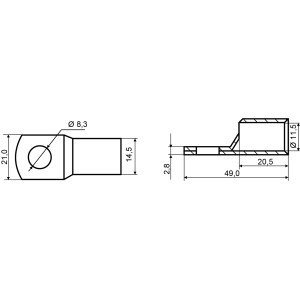 Наконечники без ізоляції мідні луджені SC-70-8